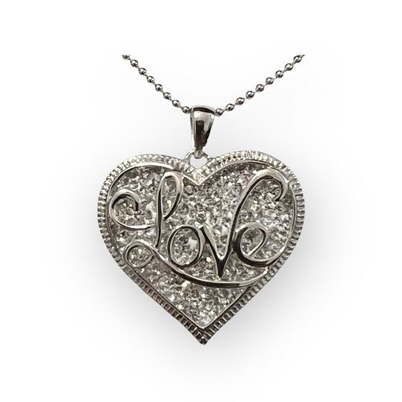 New Crystaluxe 'Love' Script
Overlay Pendant with Crystals in Silver, 18" - Picture 7 of 9